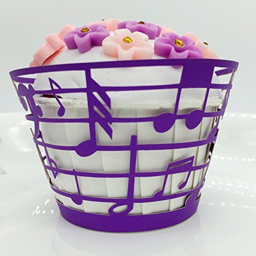 CozyT 50 PACK Note Design Cupcake Wrappers Artistic Bake Cake Paper Cups Vine Lace Laser Cut Liner Baking Cup...