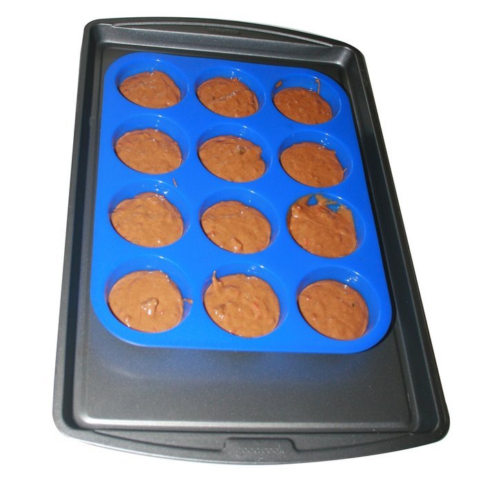 Muffin Pan Silicone and Cupcake Maker 12 Cup Quality Muffin Bake Pan (Blue) N2