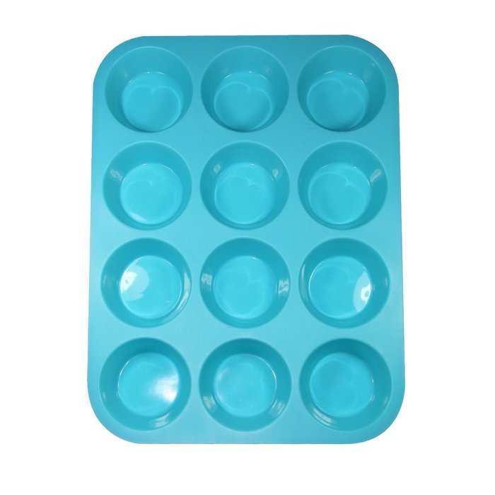 Muffin Pan Silicone and Cupcake Maker 12 Cup Quality Muffin Bake Pan (Blue) N5