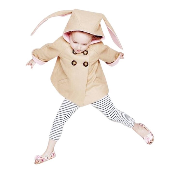 Coat,BeautyVan Baby Kid Girl Winter Clothes Rabbit Ears Jackets Hoody Coat Double Breasted Coat (5T, Beige)