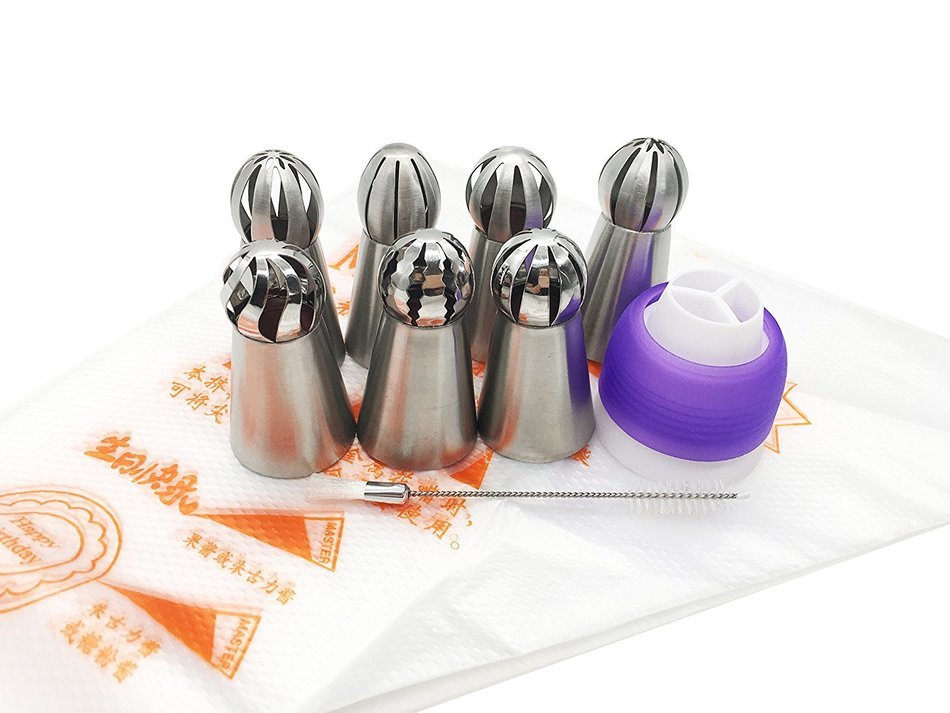 Kootips 7pcs/ set Sphere Ball Tips Russian Icing Piping Nozzles Tips Pastry Cake Fondant Cupcake