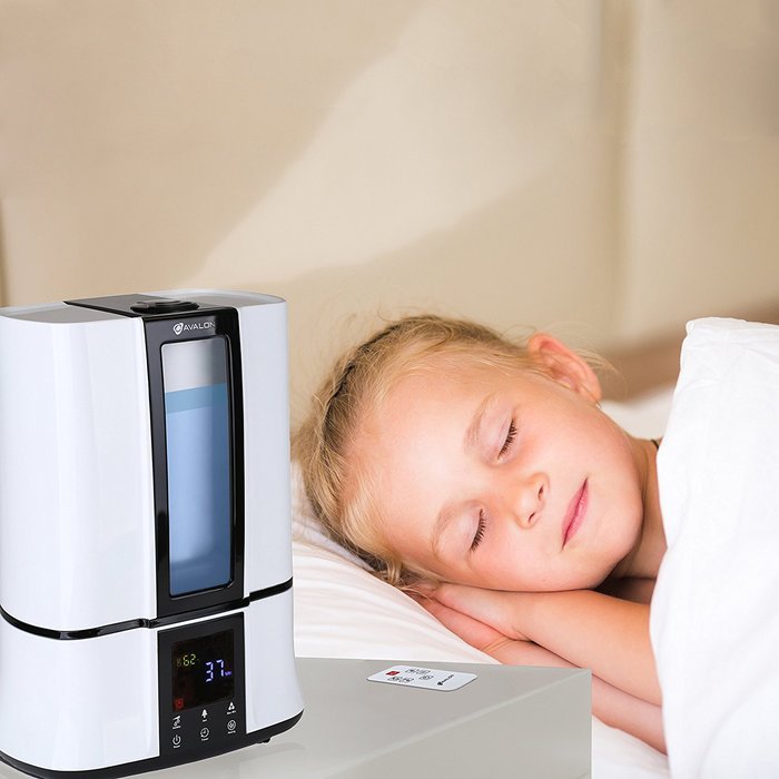 Avalon Ultrasonic Warm/Cool Mist Germ Free Digital Humidifier with Remote, Black N7