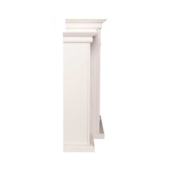 42" Electric Fireplace LED Light with Book Shelf , TV Media Stand Console, Ivory Finish N7