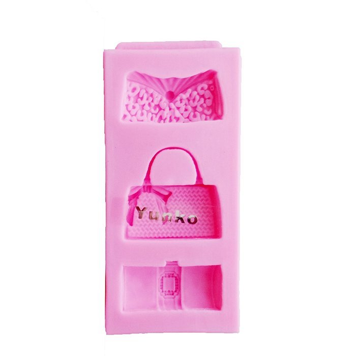 Yunko 3 Holes Fashion Ladies Handbags Fondant Silicone Cake Decorating Mold Chocolate Candy Mold Bag