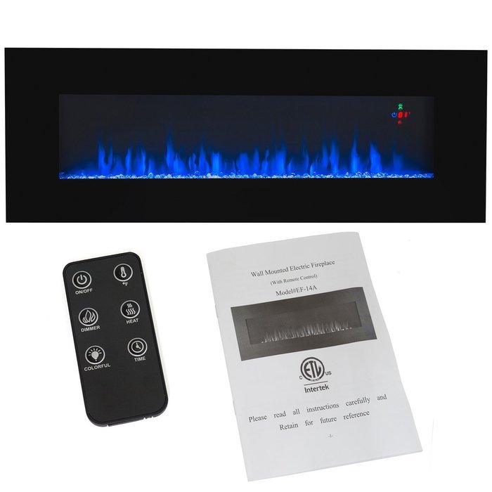 XtremepowerUS Allure Linear Wall Mount Smokeless Electric Fireplace, 50-inch Wide N5