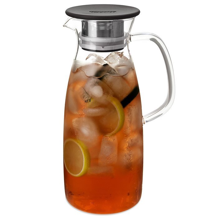 FORLIFE Mist Glass Ice Tea Jug , 50-Ounce, Red