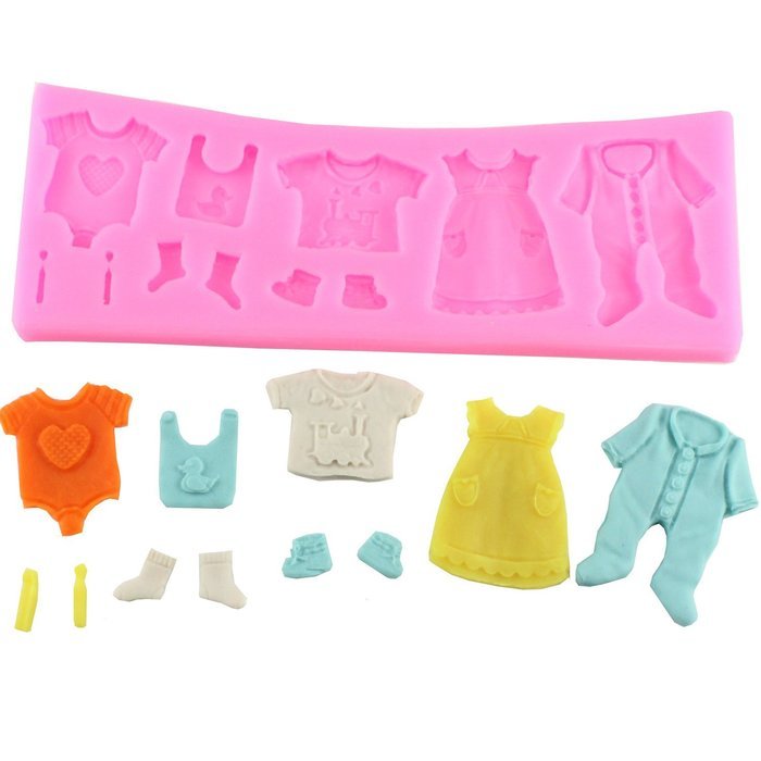 DIY Fondant Cake Lace Mold Baby Clothes Washing Line Silicone Molds Sugar Craft Mold Cake Decorating Ct394