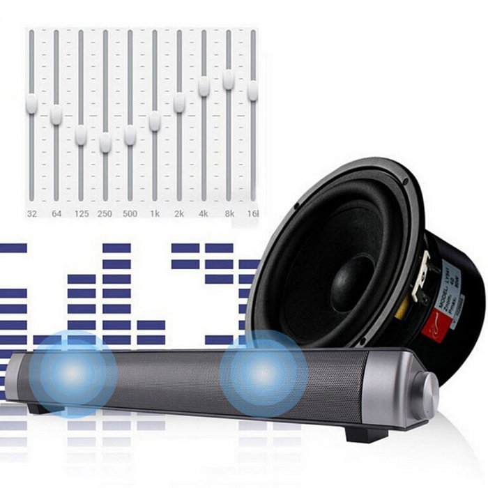 ELlight Bluetooth Small Sound Bar 3.0 Channel 15.7in 10W(2X5W) Wireless Subwoofer Stereo Speaker,Black