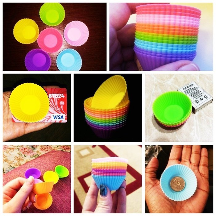 TuangShop Silicone Cup cake Tool Bakeware Baking Pastry 7CM 12pcs 6 Colors N2