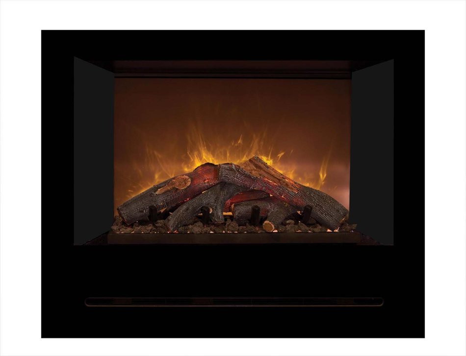 Modern Flames Home Fire Series Electric Fireplace with Log Set and Black Glass Side Panels, 36-Inch N7