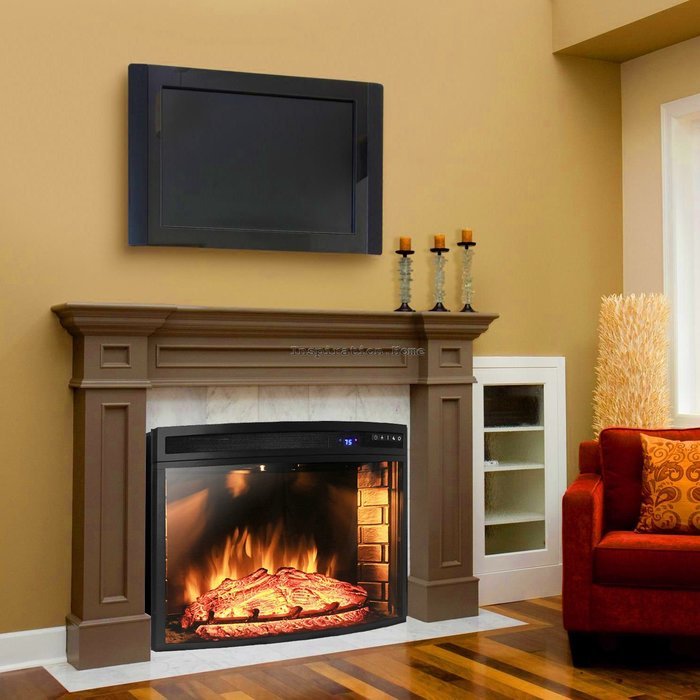 Gracelove Freestanding 1500W Adjustable 5118 BTU Tempered Glass 6 Setting LED Insert Electric Fireplace Stove N6
