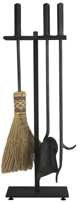 Ironhaus Hand Forged Fireplace Tool Set in Natural Finish, Contemporary Design, 7" L x 32" H x 10" W, Black