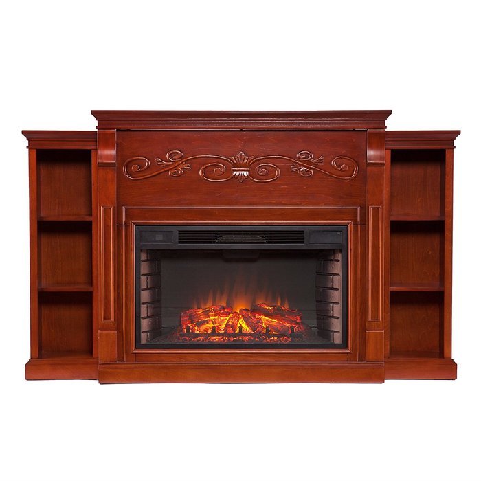 Locksley Bookcase Electric Fireplace - Classic Mahogany N5