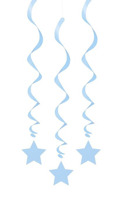 Hanging Star Decorations, 26", Light Blue, 3 Count N6