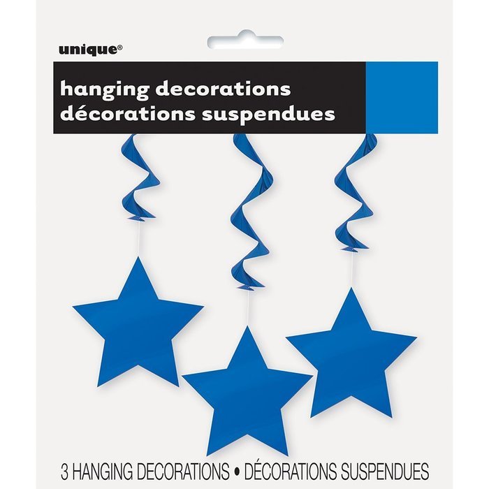 Hanging Star Decorations, 26", Light Blue, 3 Count N7