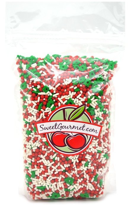 SweetGourmet Festive Flurry Mix - Christmas Sprinkles & Nonpareils (13oz) N2
