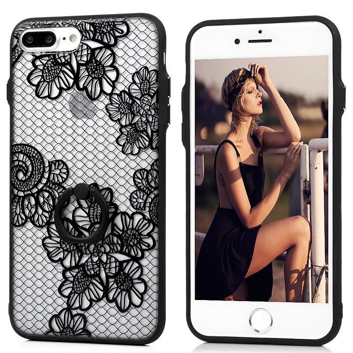 iPhone 7 Plus Case (5.5 inch) - 360 Degree Rotating Ring Holder Kickstand Shockproof Soft TPU Skin Bumper Frame... N13