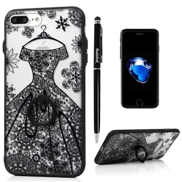 iPhone 7 Plus Case (5.5 inch) - 360 Degree Rotating Ring Holder Kickstand Shockproof Soft TPU Skin Bumper Frame... N17