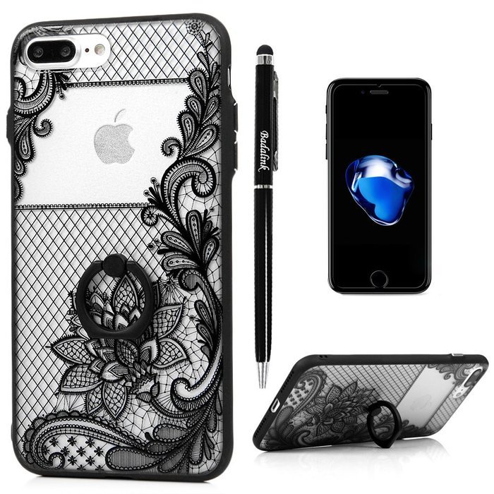 iPhone 7 Plus Case (5.5 inch) - 360 Degree Rotating Ring Holder Kickstand Shockproof Soft TPU Skin Bumper Frame... N20