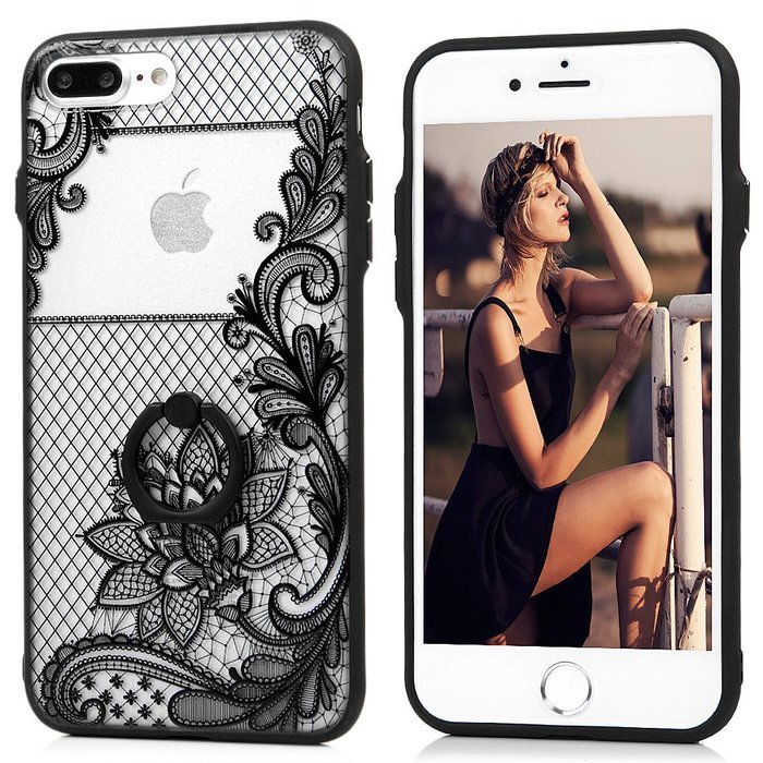 iPhone 7 Plus Case (5.5 inch) - 360 Degree Rotating Ring Holder Kickstand Shockproof Soft TPU Skin Bumper Frame... N21
