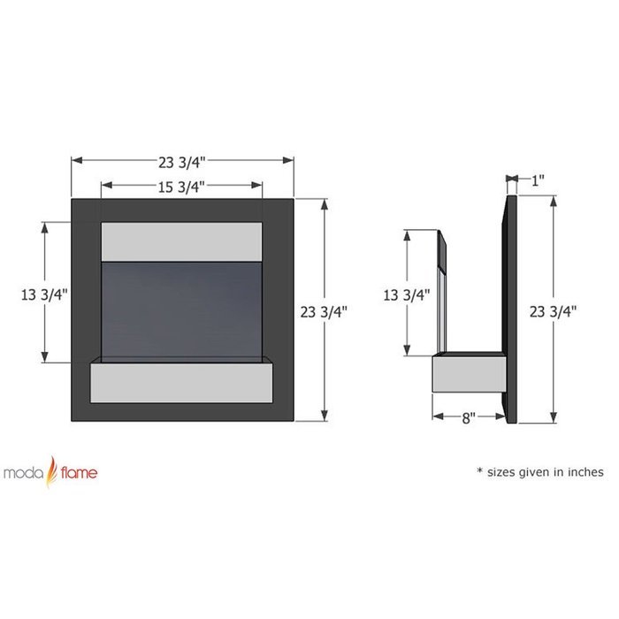 Madrid Wall Mounted Ethanol Fireplace N2