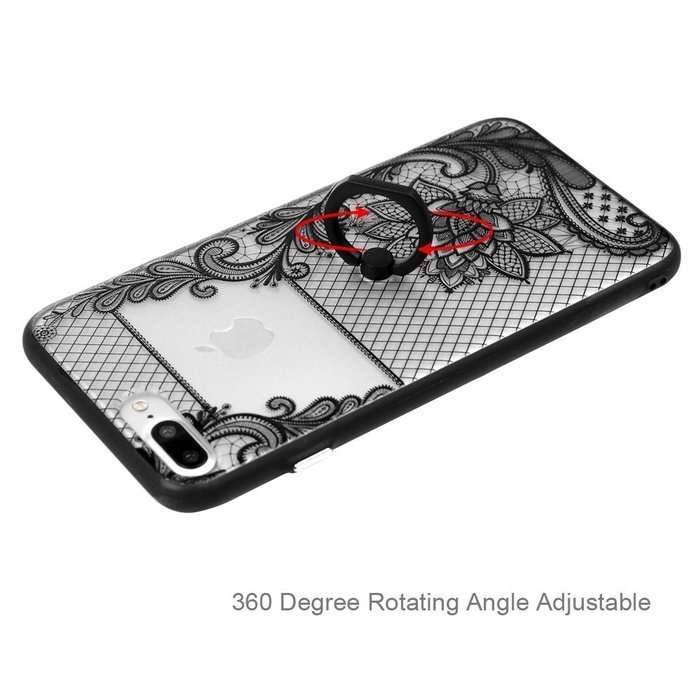 iPhone 7 Plus Case (5.5 inch) - 360 Degree Rotating Ring Holder Kickstand Shockproof Soft TPU Skin Bumper Frame... N23
