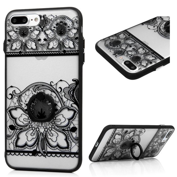 iPhone 7 Plus Case (5.5 inch) - 360 Degree Rotating Ring Holder Kickstand Shockproof Soft TPU Skin Bumper Frame... N24