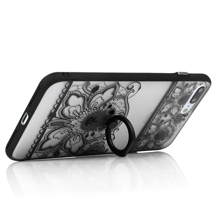 iPhone 7 Plus Case (5.5 inch) - 360 Degree Rotating Ring Holder Kickstand Shockproof Soft TPU Skin Bumper Frame... N25