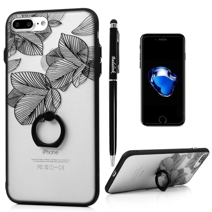 iPhone 7 Plus Case (5.5 inch) - 360 Degree Rotating Ring Holder Kickstand Shockproof Soft TPU Skin Bumper Frame... N26