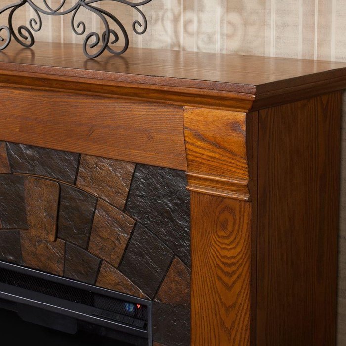 Caden 45 in. Rustic Antique Oak Freestanding Portable Indoor Electric Fireplace, Can Fit TV up to 43.5 in, with... N4