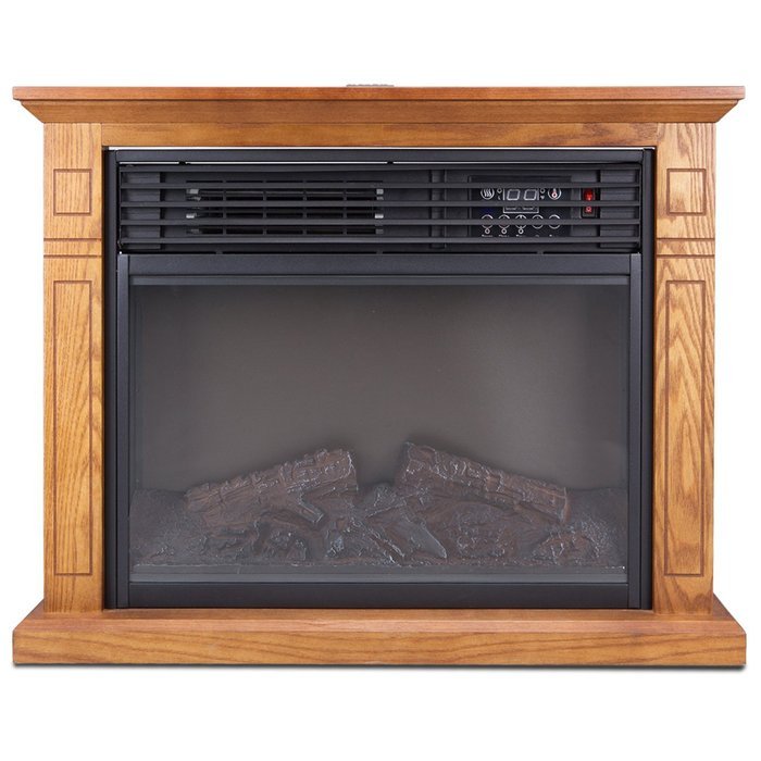Della 1500W Deluxe Infrared Quartz Fireplace Heater Flame Wood Log Caster with Remote Control N3