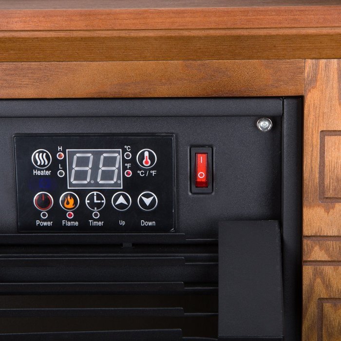 Della 1500W Deluxe Infrared Quartz Fireplace Heater Flame Wood Log Caster with Remote Control N4