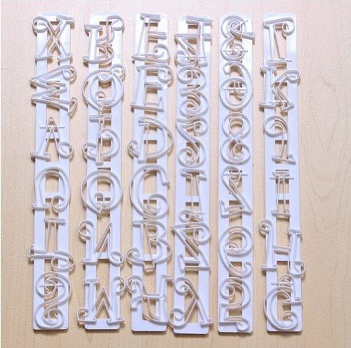 SHINA 6pcs Alphabet Number Letter Fondant Cake Frill Edge Sugarcraft Cutter Mold Tool