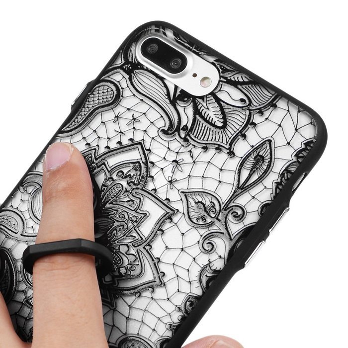 iPhone 7 Plus Case (5.5 inch) - 360 Degree Rotating Ring Holder Kickstand Shockproof Soft TPU Skin Bumper Frame... N32