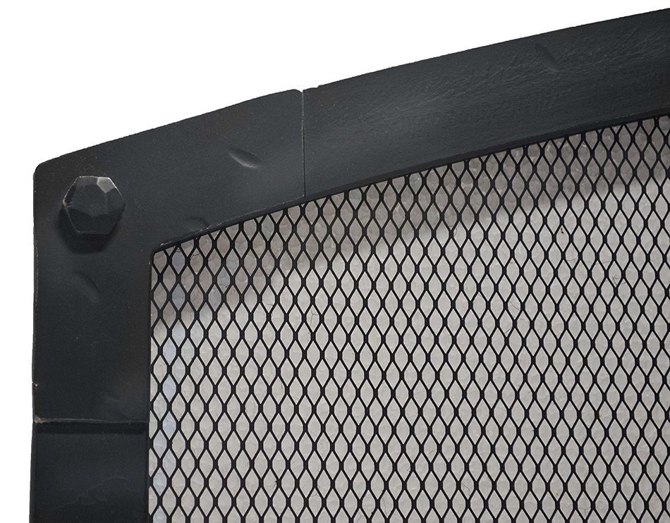 Arched Freestanding Fireplace Screen with Old World Design (47"W x 35"CH x 29 1/2"SH, Hammered Black Copper) N7