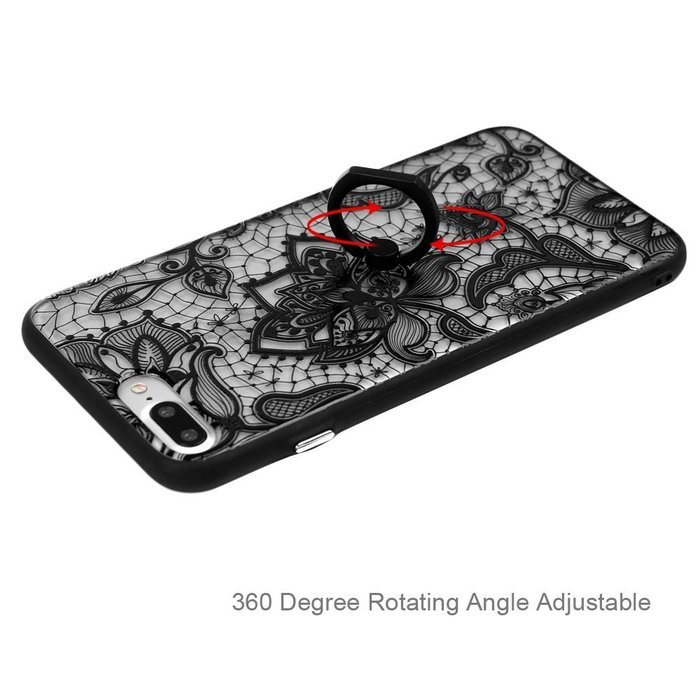 iPhone 7 Plus Case (5.5 inch) - 360 Degree Rotating Ring Holder Kickstand Shockproof Soft TPU Skin Bumper Frame... N33