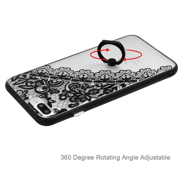 iPhone 7 Plus Case (5.5 inch) - 360 Degree Rotating Ring Holder Kickstand Shockproof Soft TPU Skin Bumper Frame... N34