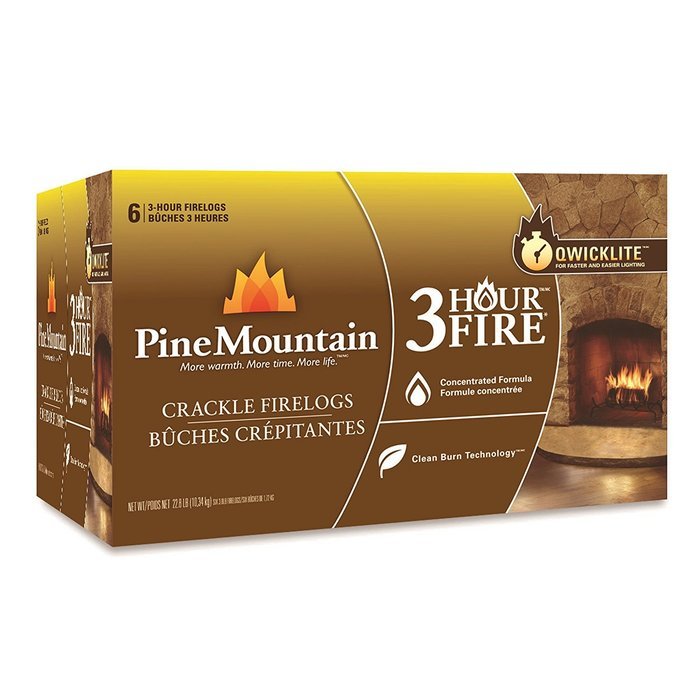 Pine Mountain Cracklelog Crackling Firelog, 3-Hour Burn Time, Crackle Sounds, 6 Logs N3