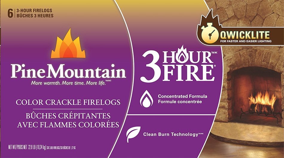 Pine Mountain Cracklelog Crackling Firelog, 3-Hour Burn Time, Crackle Sounds, 6 Logs N5