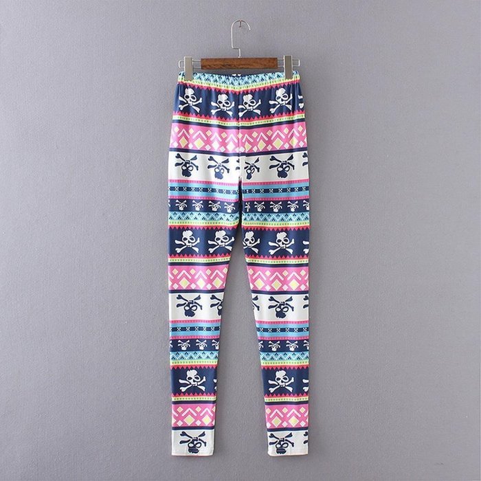 PHOTNO Casual Women Lady Skinny Geometric Print Stretchy Jegging Pants Slim Leggings N11