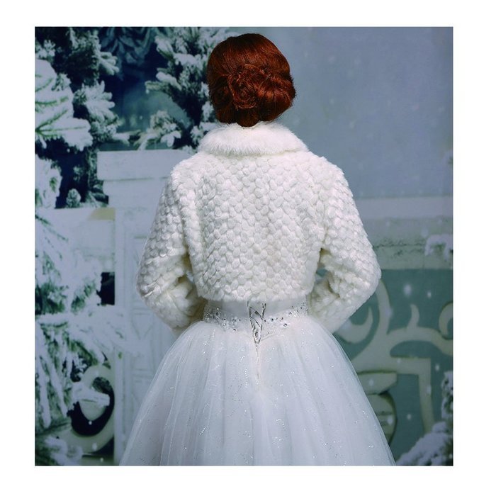KAKA(TM) Gorgeous Winter Bridal Wedding Dress Wrap Artificial Plush Shawl-Red N13
