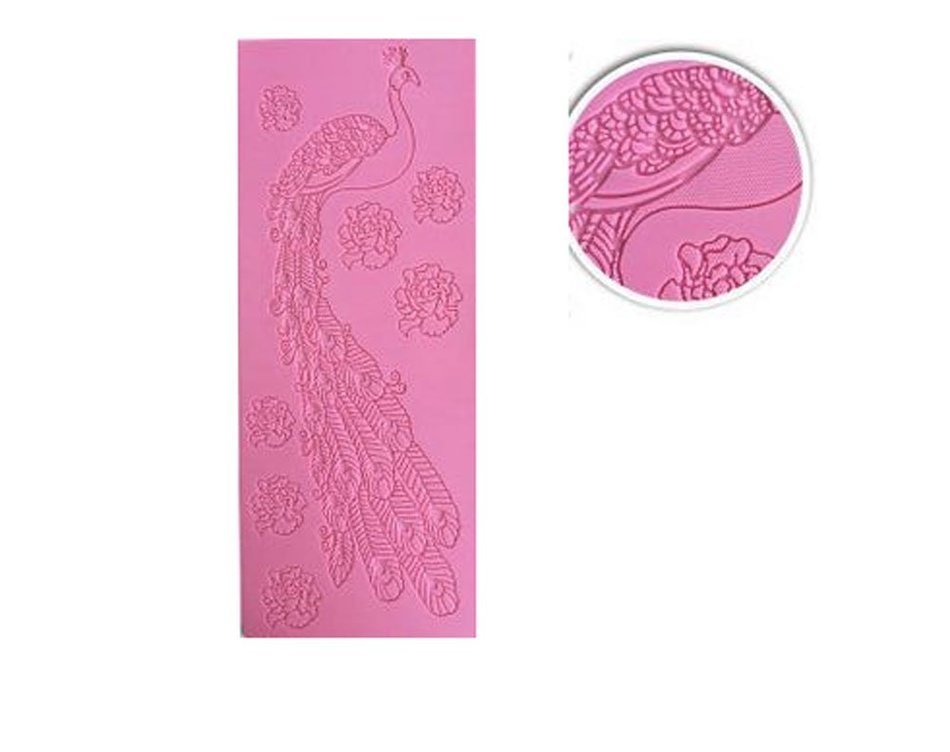 New Golden Peacock Cake Lace Fondant Mat Silicone Mold Cake Decorating Baking Mold Sugar Craft Cake Pink Color N2