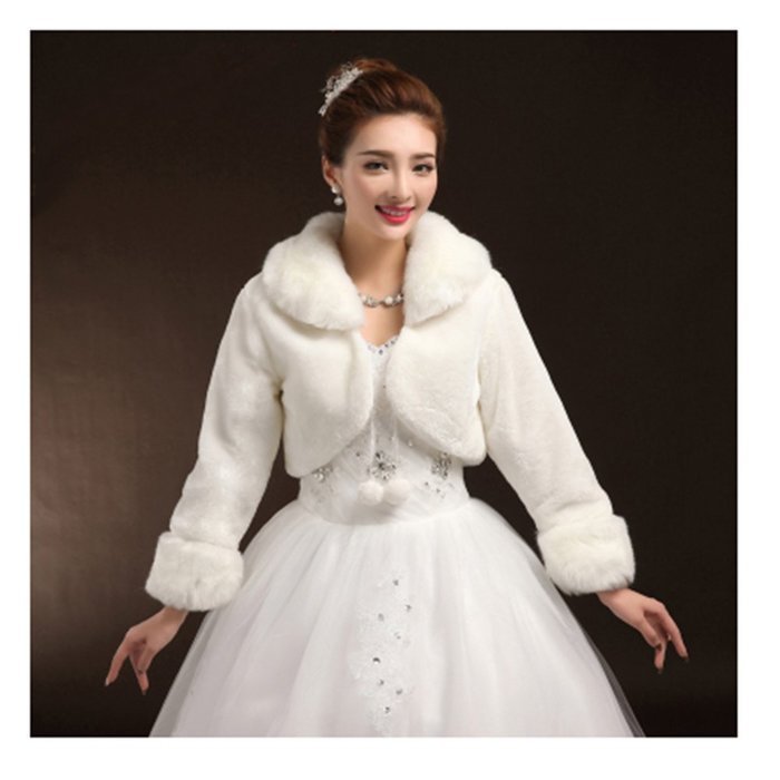 KAKA(TM) Gorgeous Winter Bridal Wedding Dress Wrap Artificial Plush Shawl-Red N14