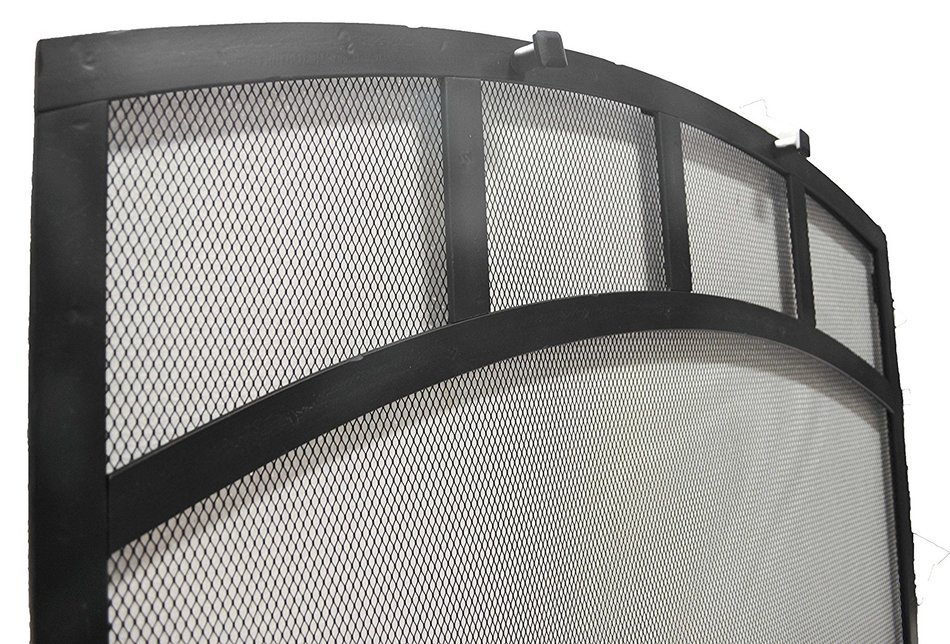 Arched Freestanding Fireplace Screen with Sutter Design (47"w X 35"ch X 29 1/2"sh, Hammered Black Copper) N4