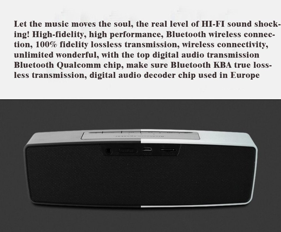 Blueone Outdoor Speaker HIFI Wireless Bluetooth Subwoofer Speakers for Cell Phones - Silver