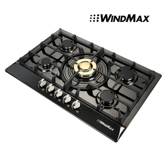 WindMax&reg; 30 inch Black Titanium Plated Stainless Steel Golden Burner Built-In 5 Stoves NG Natural Gas Cooktops... N2