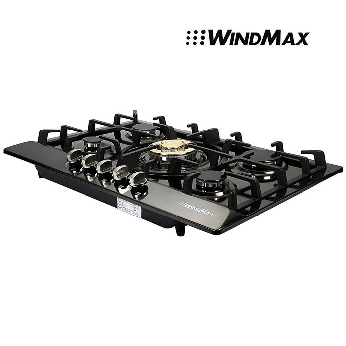 WindMax&reg; 30 inch Black Titanium Plated Stainless Steel Golden Burner Built-In 5 Stoves NG Natural Gas Cooktops... N3