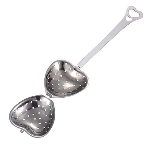 LADEY Tea Infuser Spoon Strainer Heart Shaped Stainless Steel Steeper Handle Shower N2