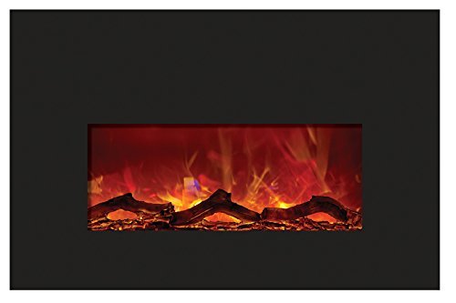 Amantii Small Electric Fireplace Insert with Black Glass Surround - INSERT-26-3825 N3