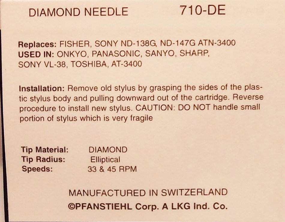 710-DE D7 STYLUS NEEDLE UPGRADE for AT95E for Akai RS-85 ND-147G 138G AT-3400-E